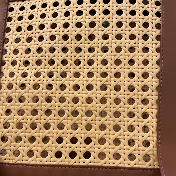 J. Crew Natural Faux Straw Tote with Brown Poly Trim - Picture 3 of 6